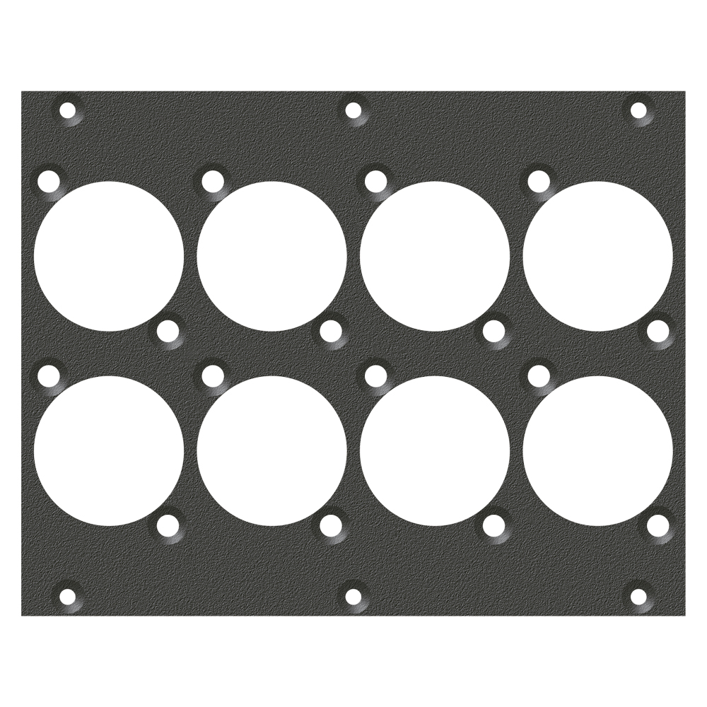 front panel 8 x D-Series cutout, 2 HE, 3 BE for SYS-series, Galvanized sheet steel, colour: grey