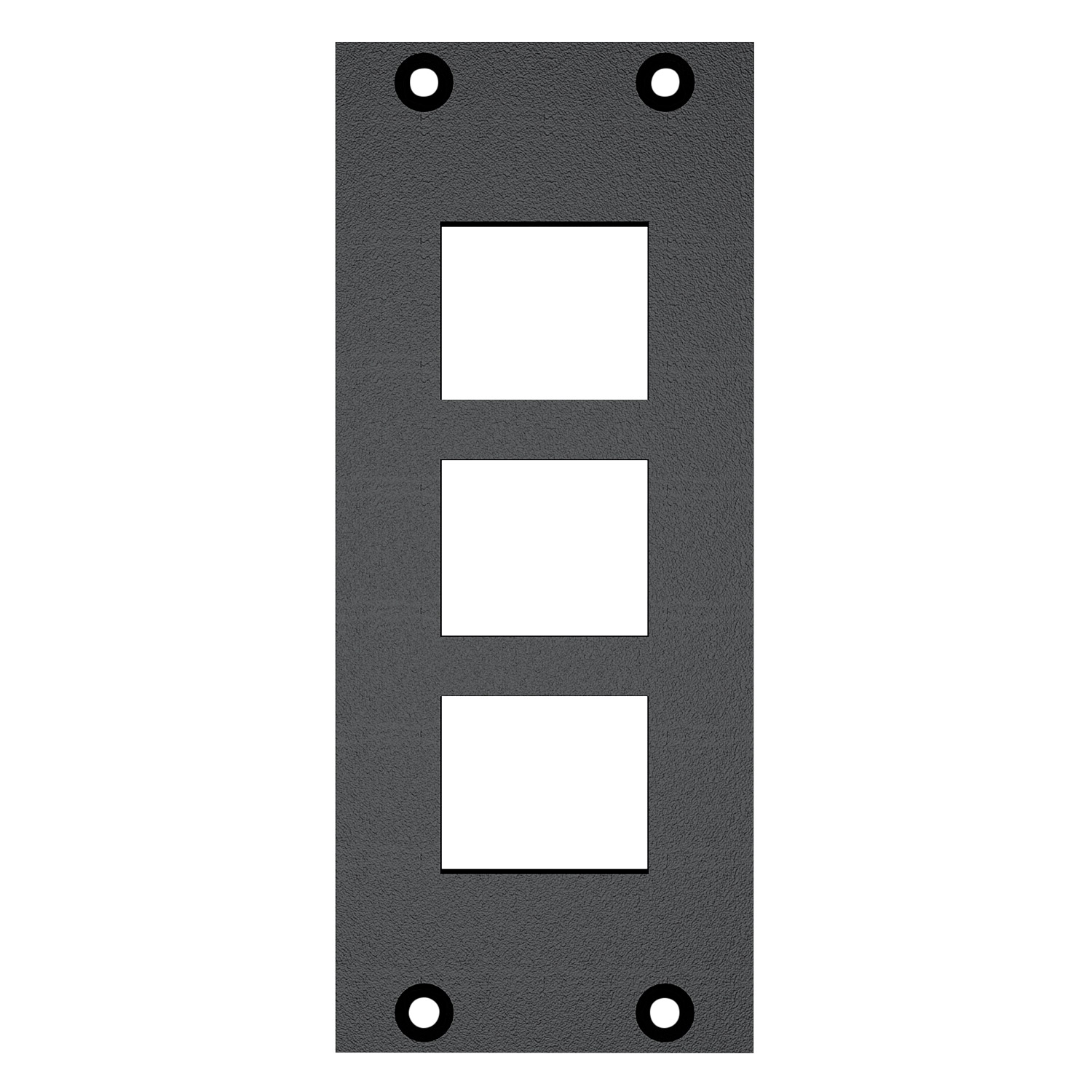 front panel 3 x Cutouts for clip-in modules (Keystrone), 2 HE, 1 BE for SYS-series, Galvanized sheet steel, colour: grey