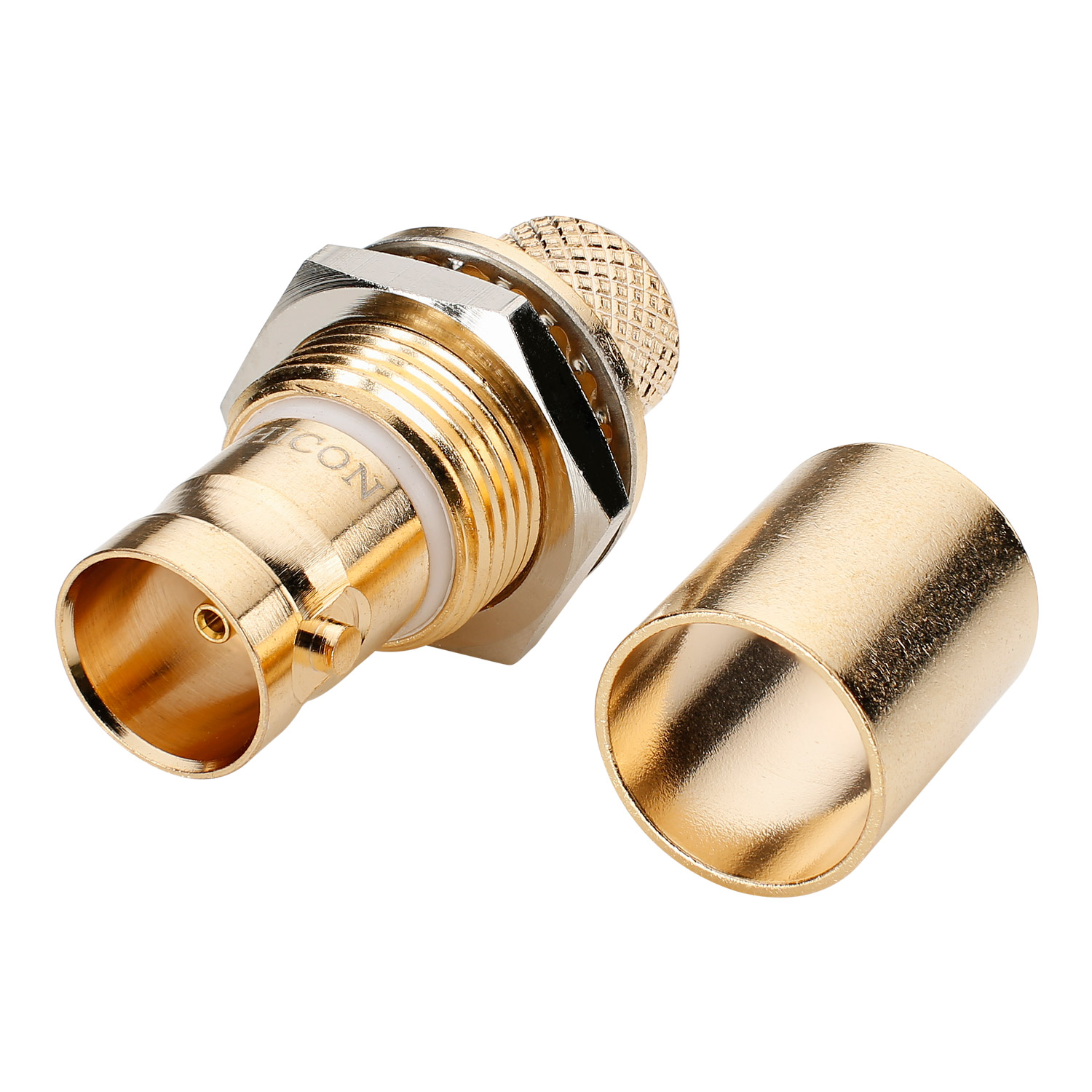 HICON BNC 3G-SDI crimp-female connector, ground isolated, straight, gold